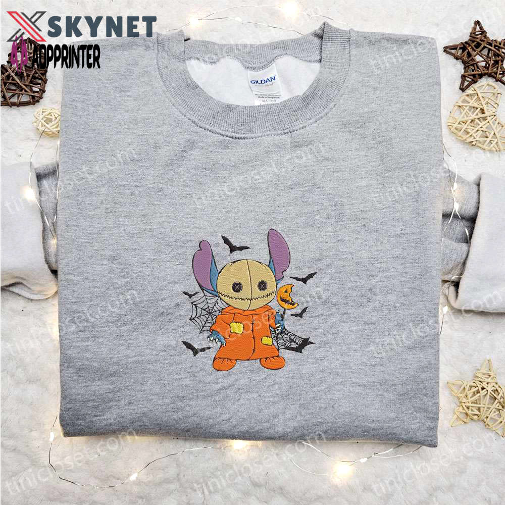 Spooky stitch sam trick or treat shirt & disney characters hoodie – best halloween gift ideas Embroidered Shirt