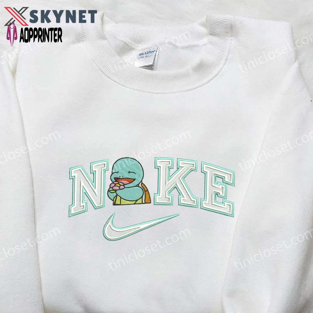 Squirtle eat x nike embroidered shirt – pokemon & custom nike design Embroidered Shirt