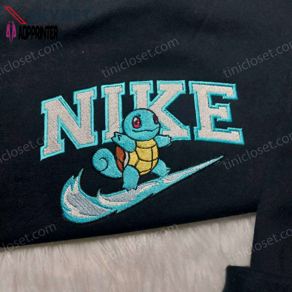 Squirtle nike embroidered sweatshirt: anime fan s best gift – pokemon embroidered shirt Embroidered Shirt