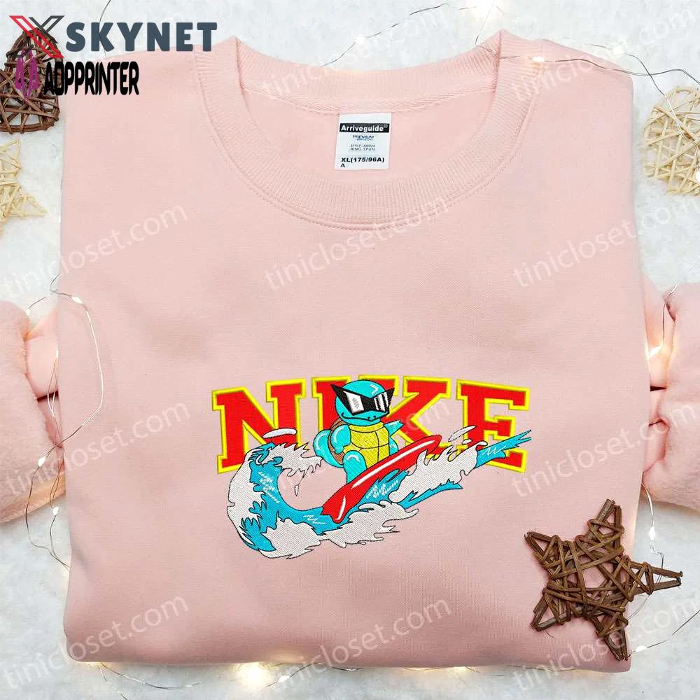 Squirtle surfing x nike embroidered sweatshirt – pokemon anime shirt the ultimate gift Embroidered Shirt
