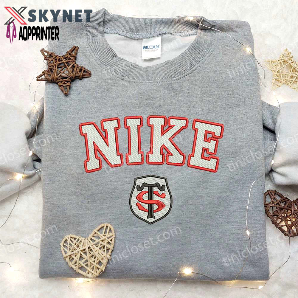 Stade toulousain x nike embroidered sweatshirt – rugby europe sport & nike inspired shirt Embroidered Shirt