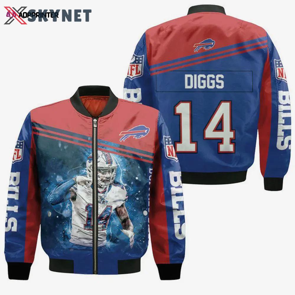 Stefon diggs buffalo bills great player pattern bomber jacket – red and blue Bomber Jacket