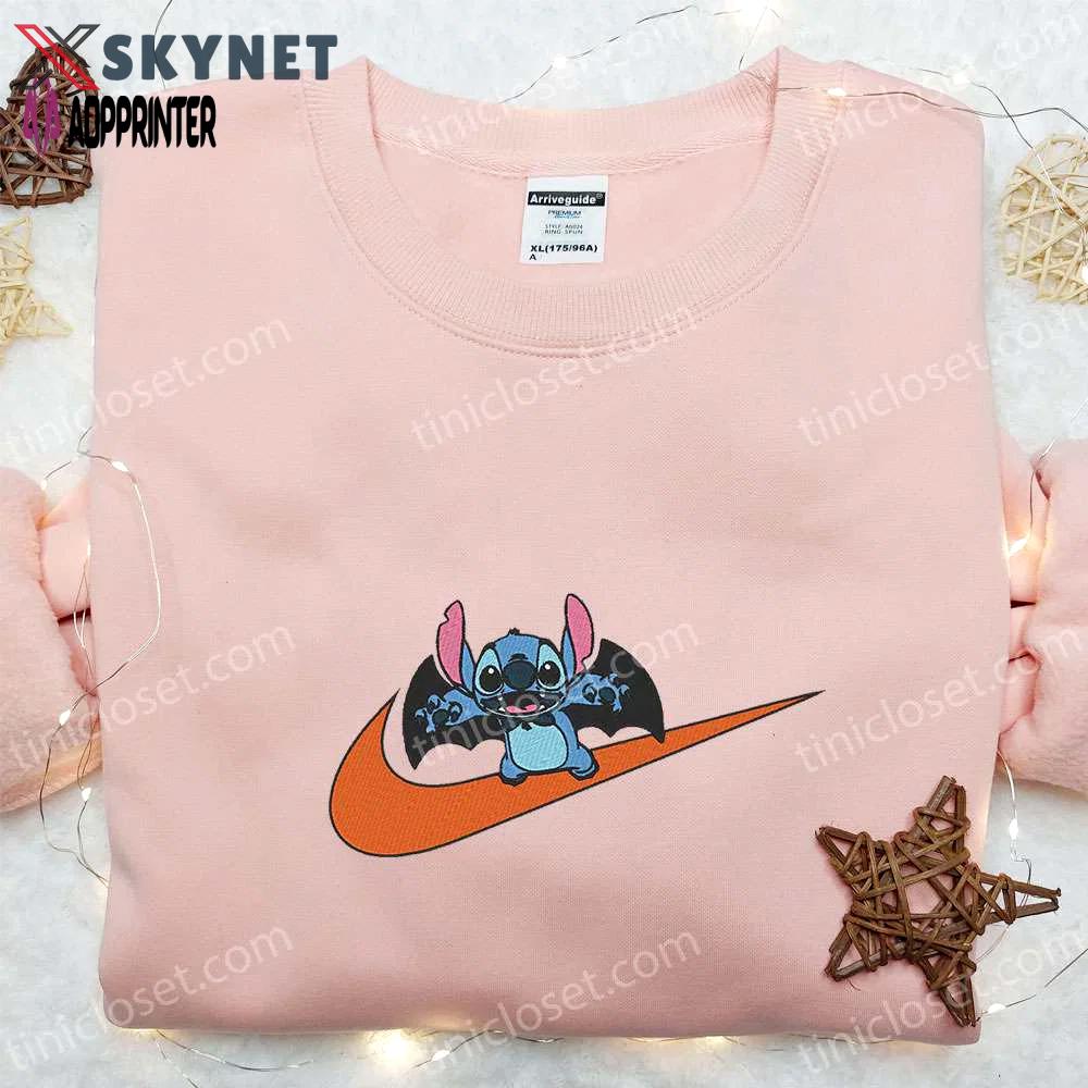 Stitch bat x swoosh embroidered sweatshirt – lilo and stitch disney shirt best halloween gift Embroidered Shirt