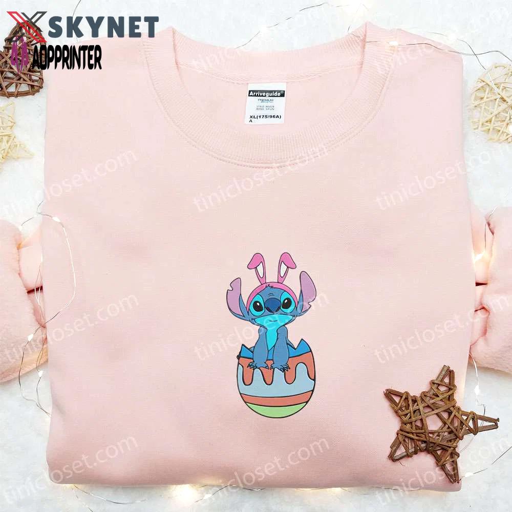 Stitch easter egg shirt & disney characters hoodie: best thanksgiving day ideas Embroidered Shirt