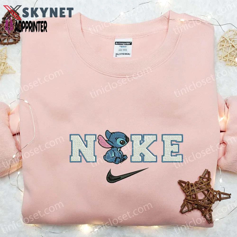 Stitch x nike cartoon embroidered sweatshirt – best nike inspired hoodie perfect birthday gift Embroidered Shirt