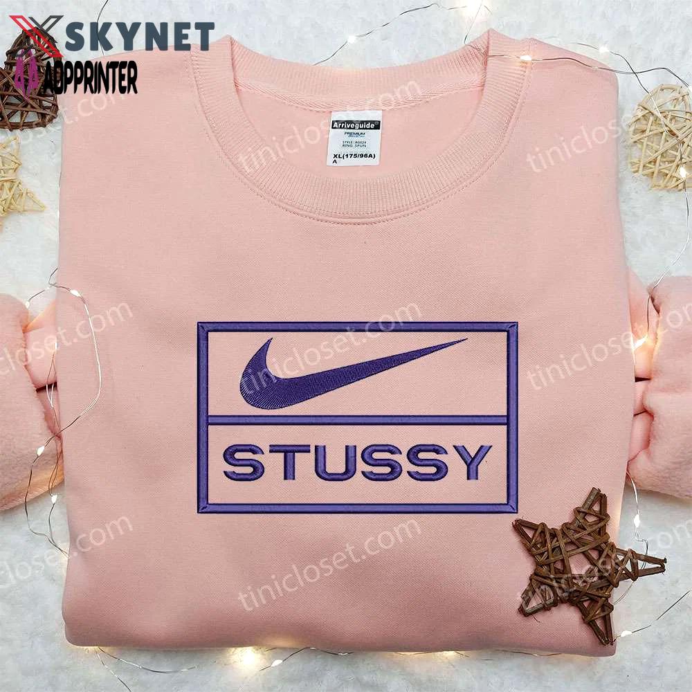Stussy x nike embroidered hoodie & shirt: best family gift Embroidered Shirt