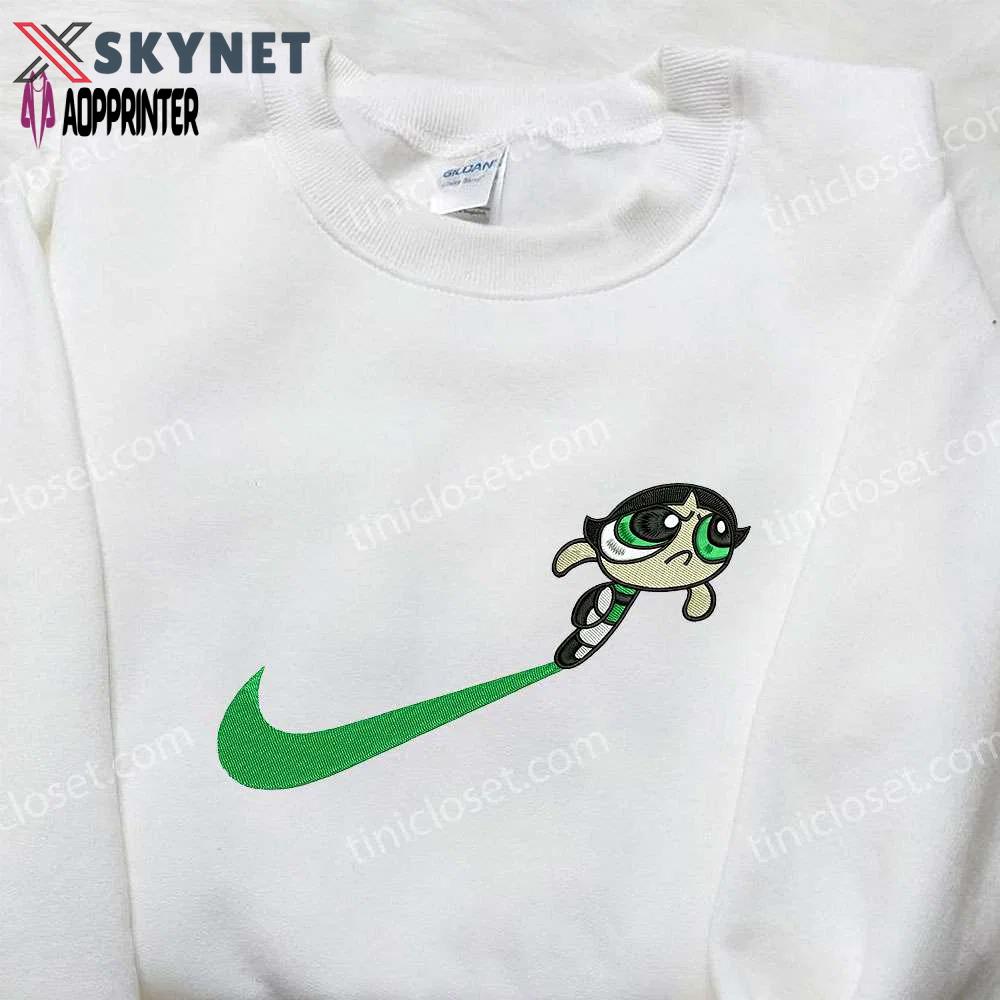 Stylish buttercup x nike swoosh & powerpuff girls embroidered shirt – nike inspired Embroidered Shirt