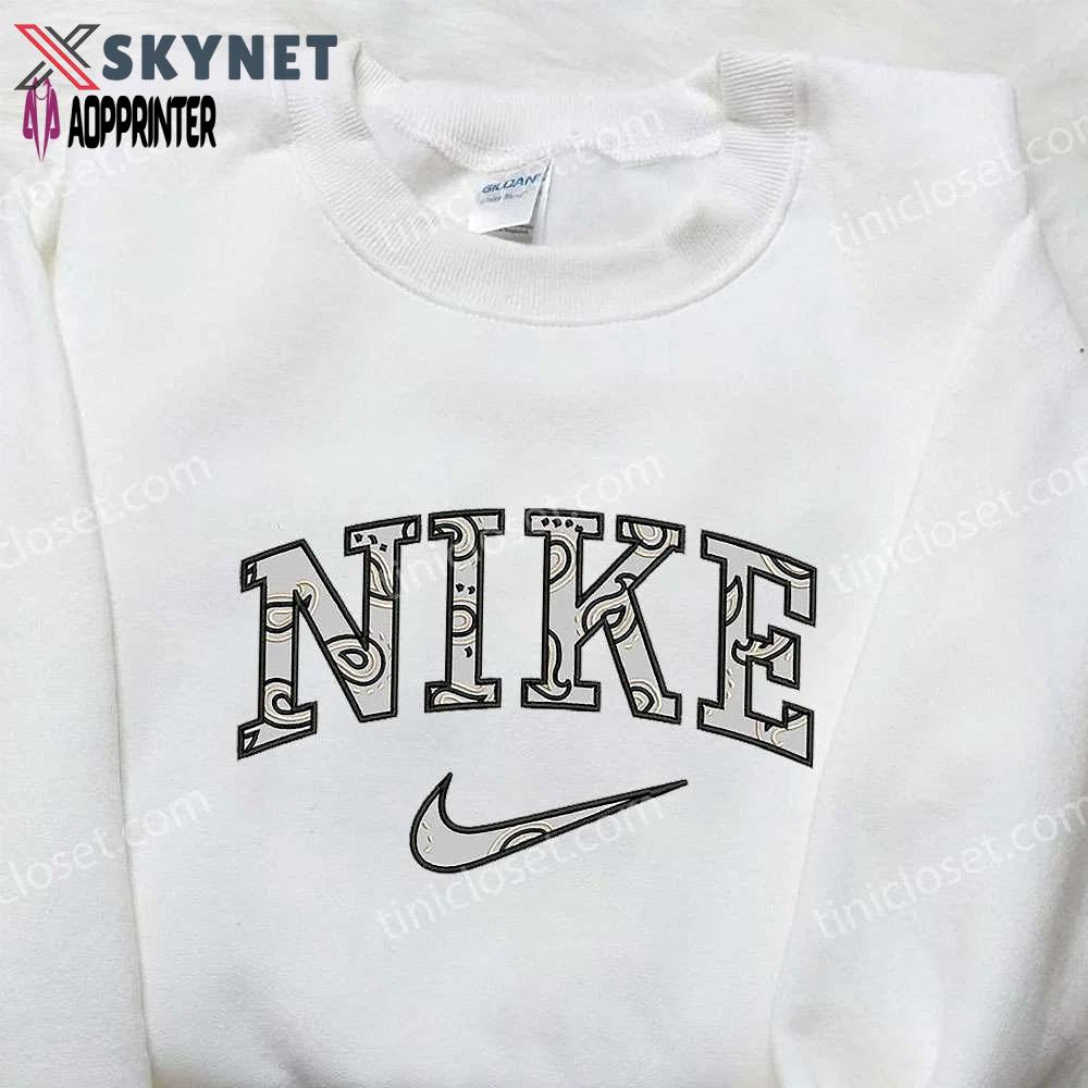Stylish nike x paisley embroidered sweatshirt – unique nike inspired shirt for best birthday gifts Embroidered Shirt