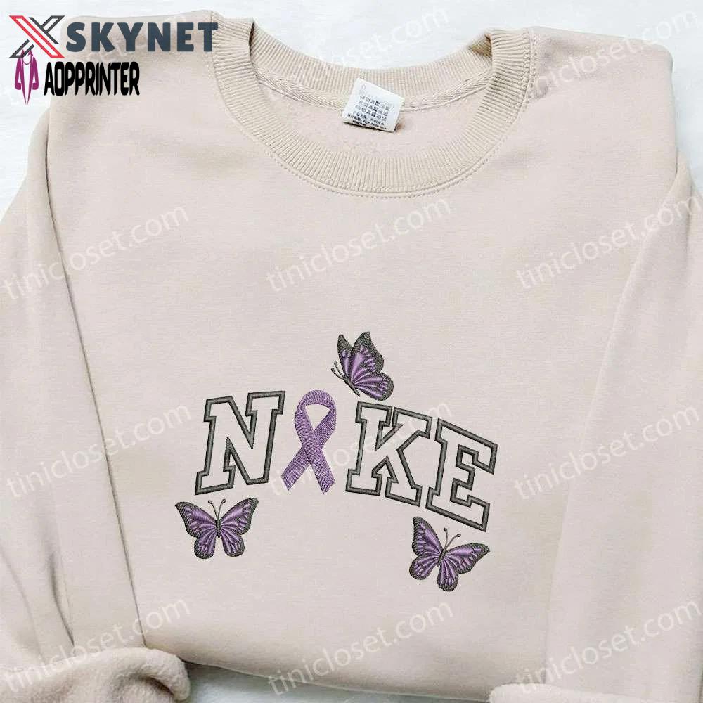 Stylish ribbon and butterflies x nike embroidered shirt sweatshirt & hoodie – customized nike inspired designs Embroidered Shirt
