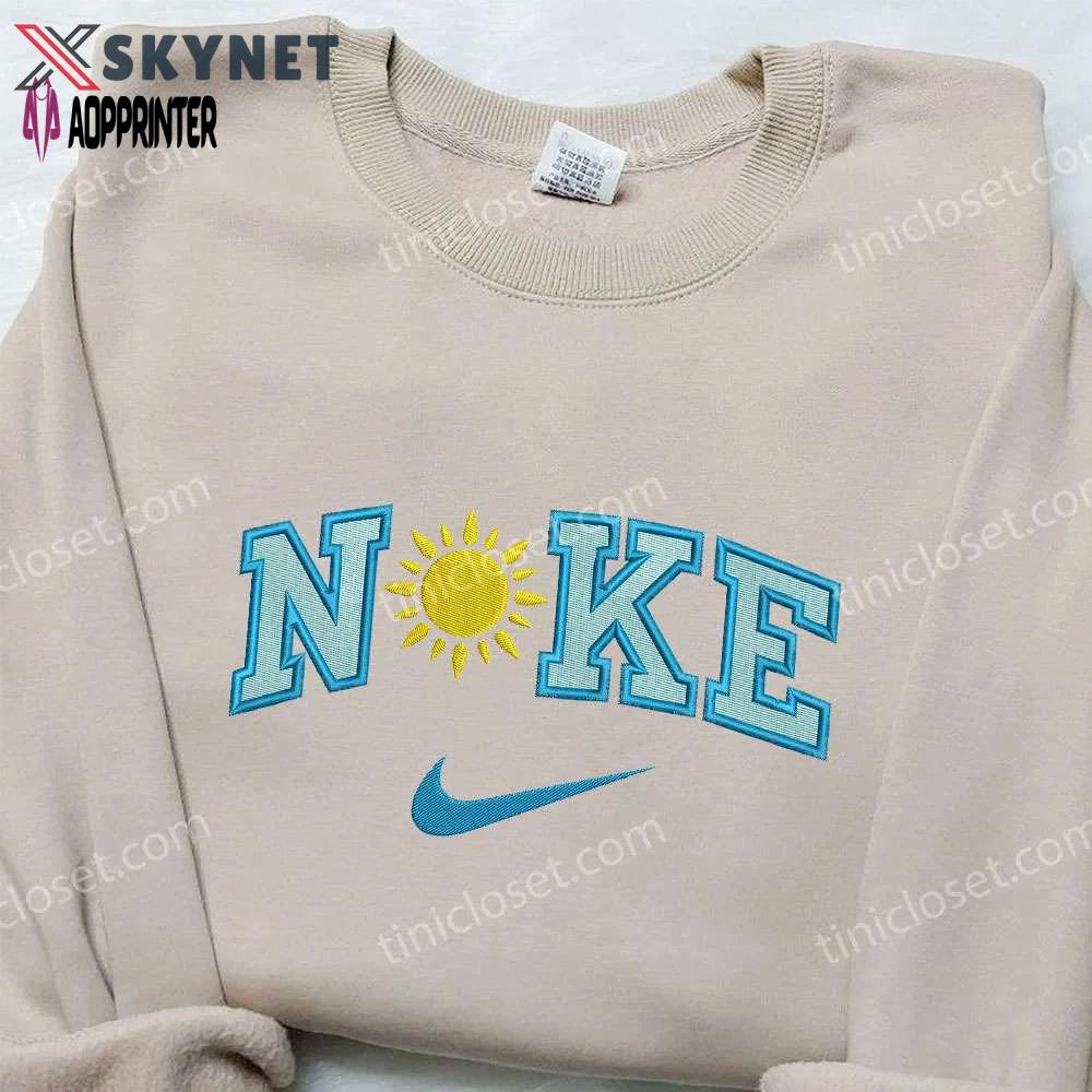 Sun flower x nike embroidered sweatshirt – best nike inspired shirt for family perfect birthday gift Embroidered Shirt