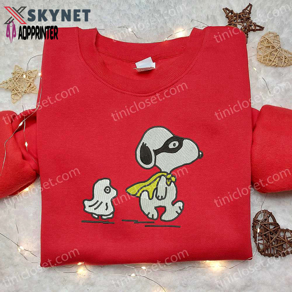 Super snoopy embroidered t-shirt & peanuts cartoon hoodie: best family gift ideas Embroidered Shirt