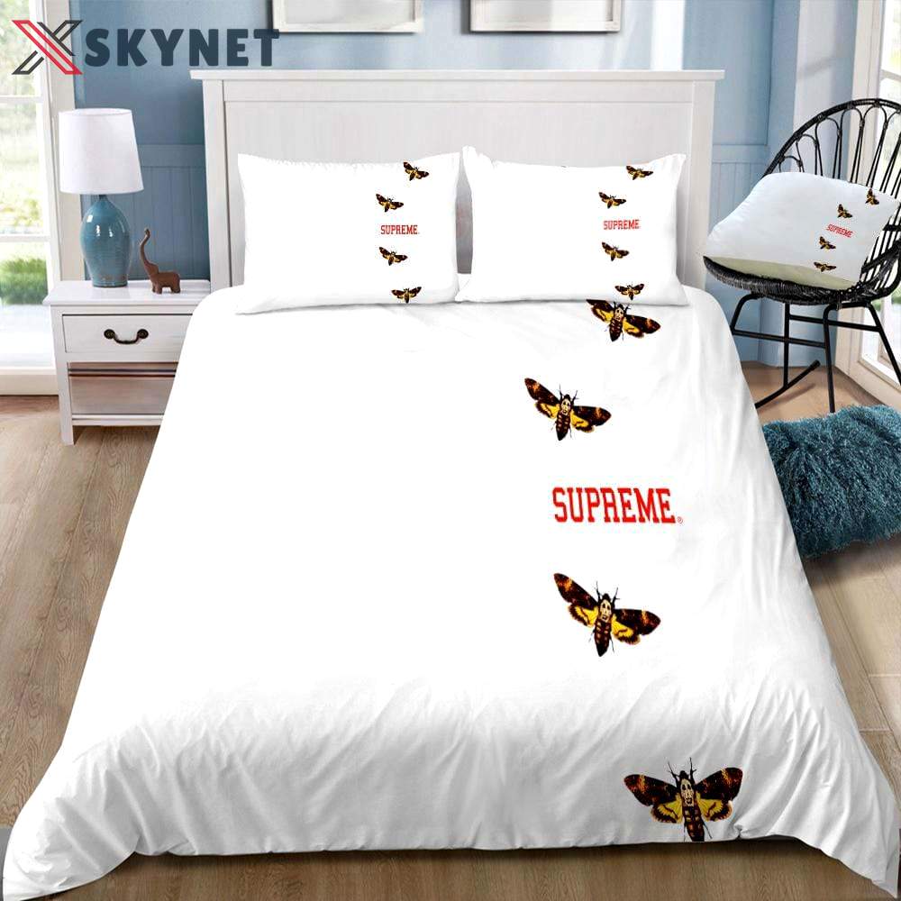 Supreme butterfly white luxury brand premium bedding sets,bed sets, bedroom sets, comforter sets, duvet cover, bedspread Bedding Sets