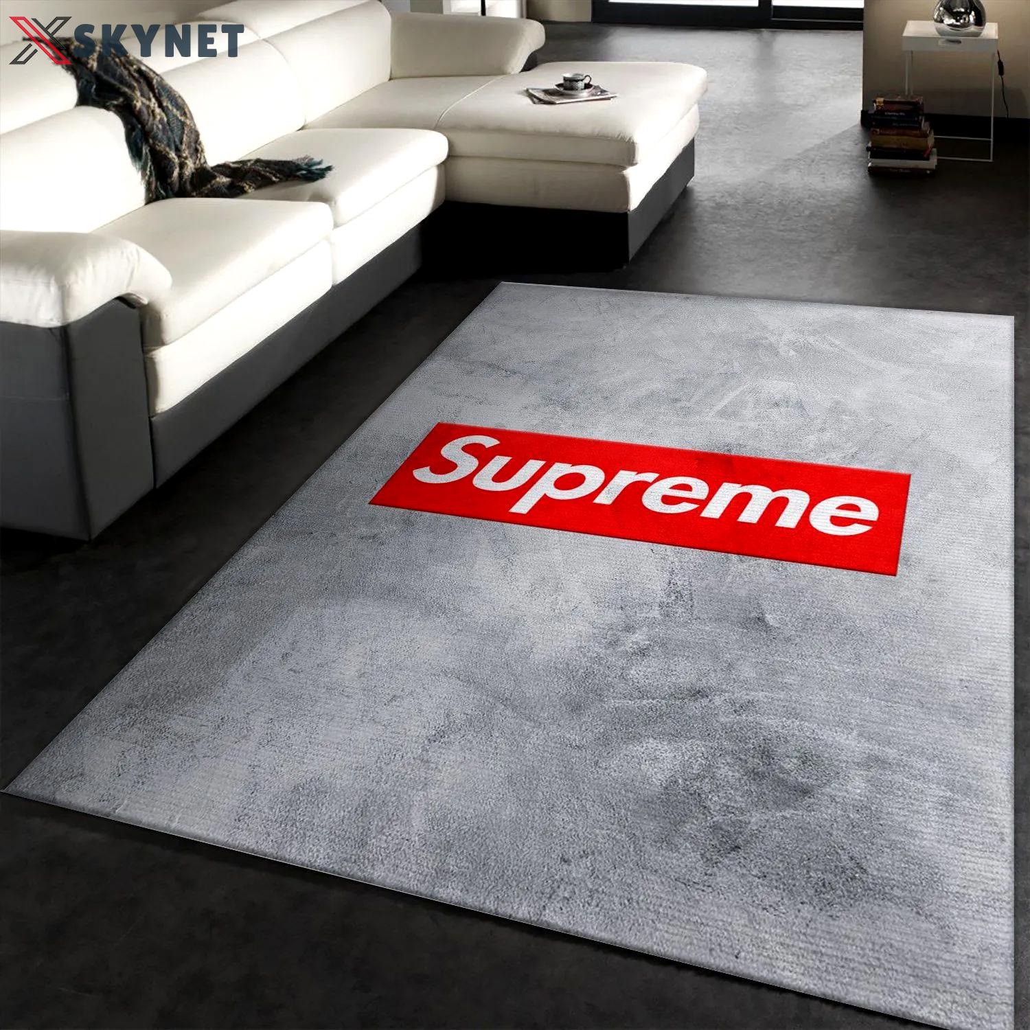 Supreme logo type 810. Upgrade Your Living Room with Luxury Home Decor: Area Carpets, Floor Decor, Door Mats, and Hot Gift Items with style a High-End Fashion Brand Rectangle Rug
