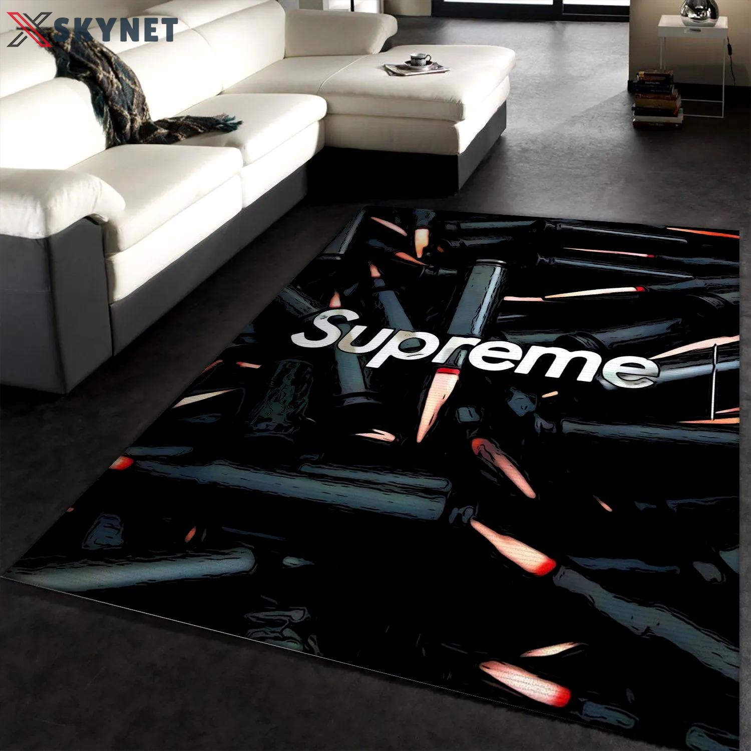 Supreme logo type 841. Upgrade Your Living Room with Luxury Home Decor: Area Carpets, Floor Decor, Door Mats, and Hot Gift Items with style a High-End Fashion Brand Rectangle Rug