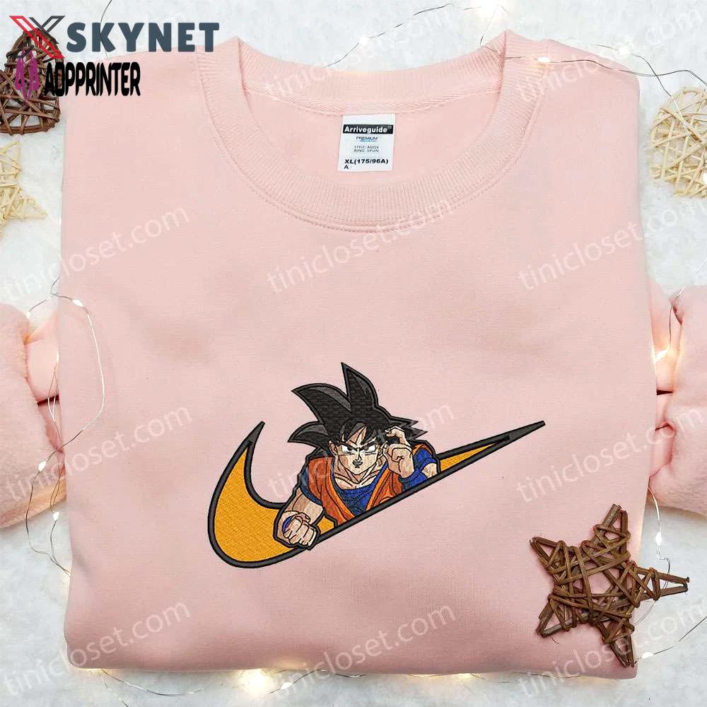 Swoosh x goku anime hoodie: best family gift with custom nike t-shirt Embroidered Shirt