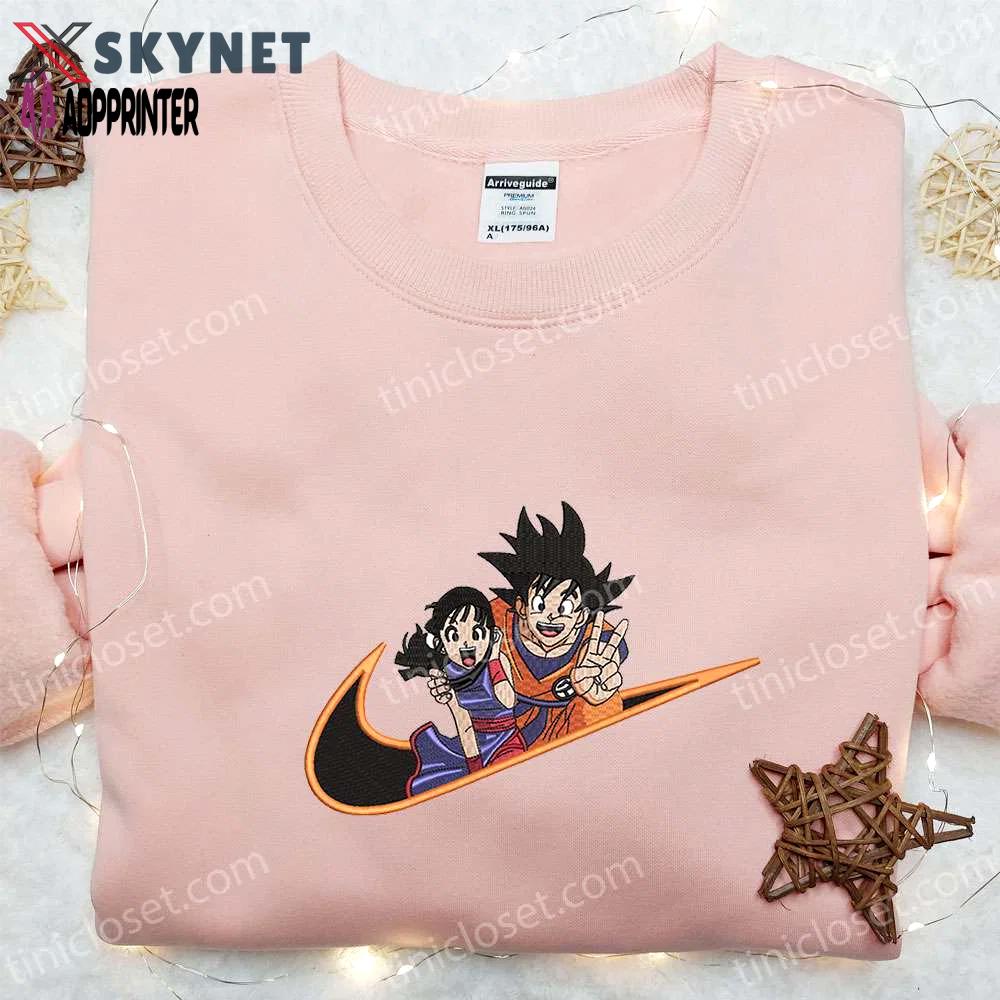 Swoosh x goku & chichi anime embroidered shirt dragon ball hoodie custom nike t-shirt Embroidered Shirt