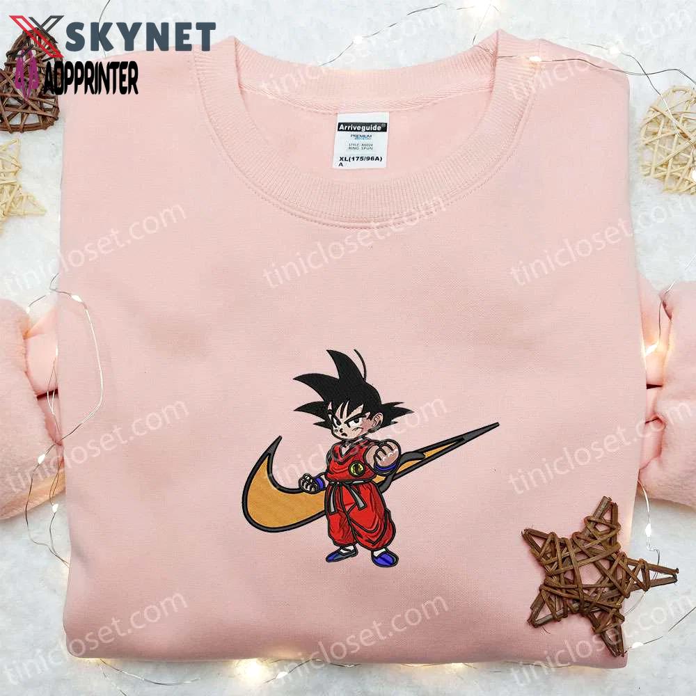 Swoosh x goku kid anime hoodie: best family gift custom nike t-shirt Embroidered Shirt