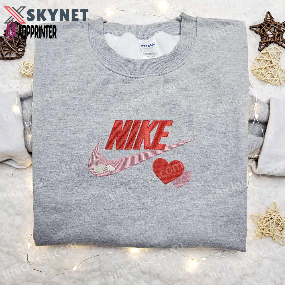 Swoosh x hearts embroidered sweatshirt: perfect valentine s day gift idea Embroidered Shirt