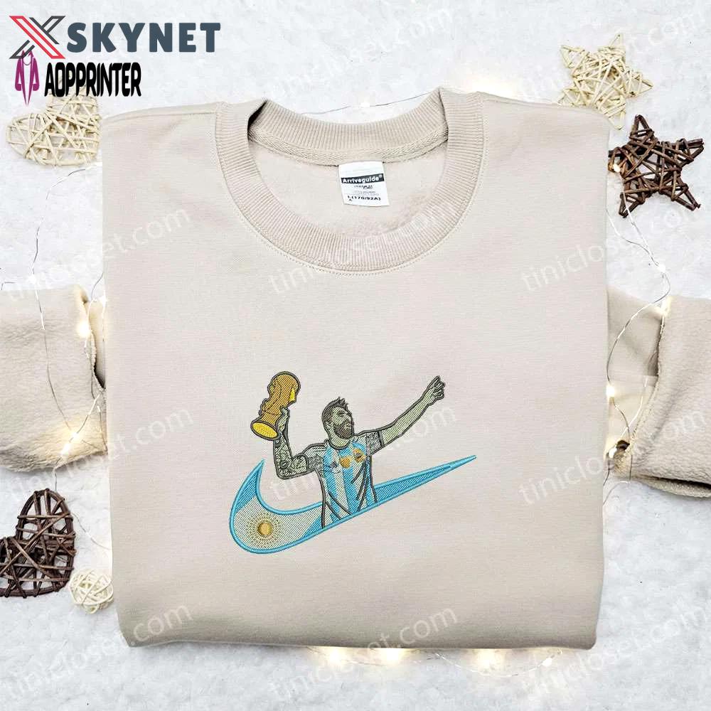 Swoosh x messi world cup embroidered sweatshirt: celebrity shirt best gift for all occasions Embroidered Shirt