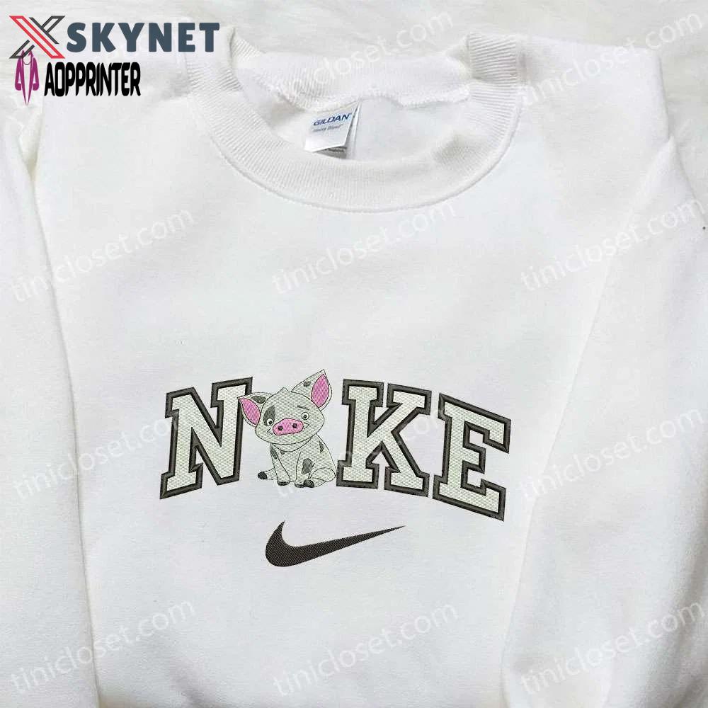 Swoosh x pig anime embroidered shirt: animal inspired nike t-shirt Embroidered Shirt