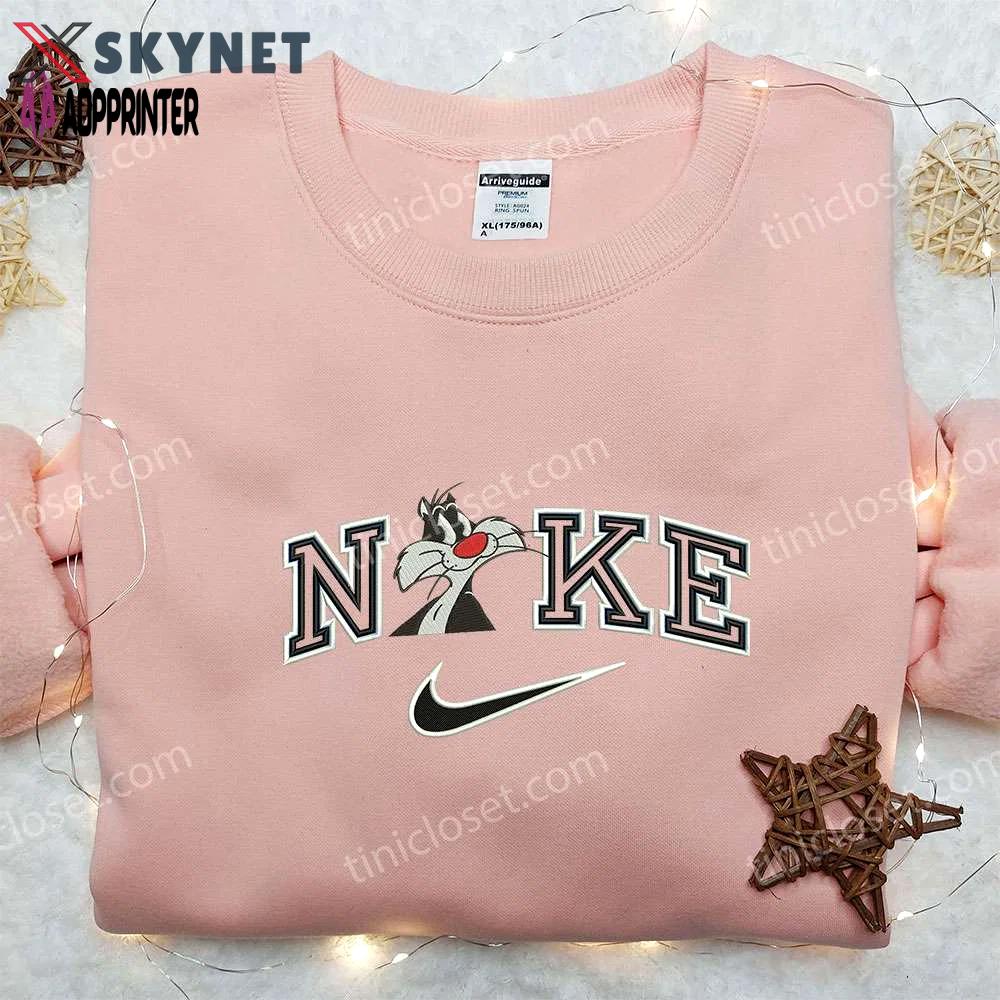 Sylvester x nike embroidered sweatshirt & disney shirt: unique nike inspired designs Embroidered Shirt