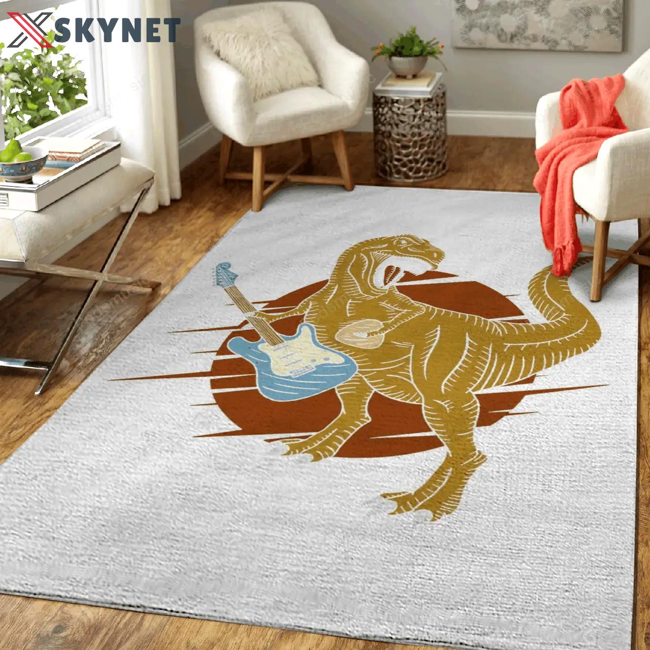 T rex music guitar music art for fans area rug living room carpet rug regtangle carpet floor decor home decor Rectangle Rug