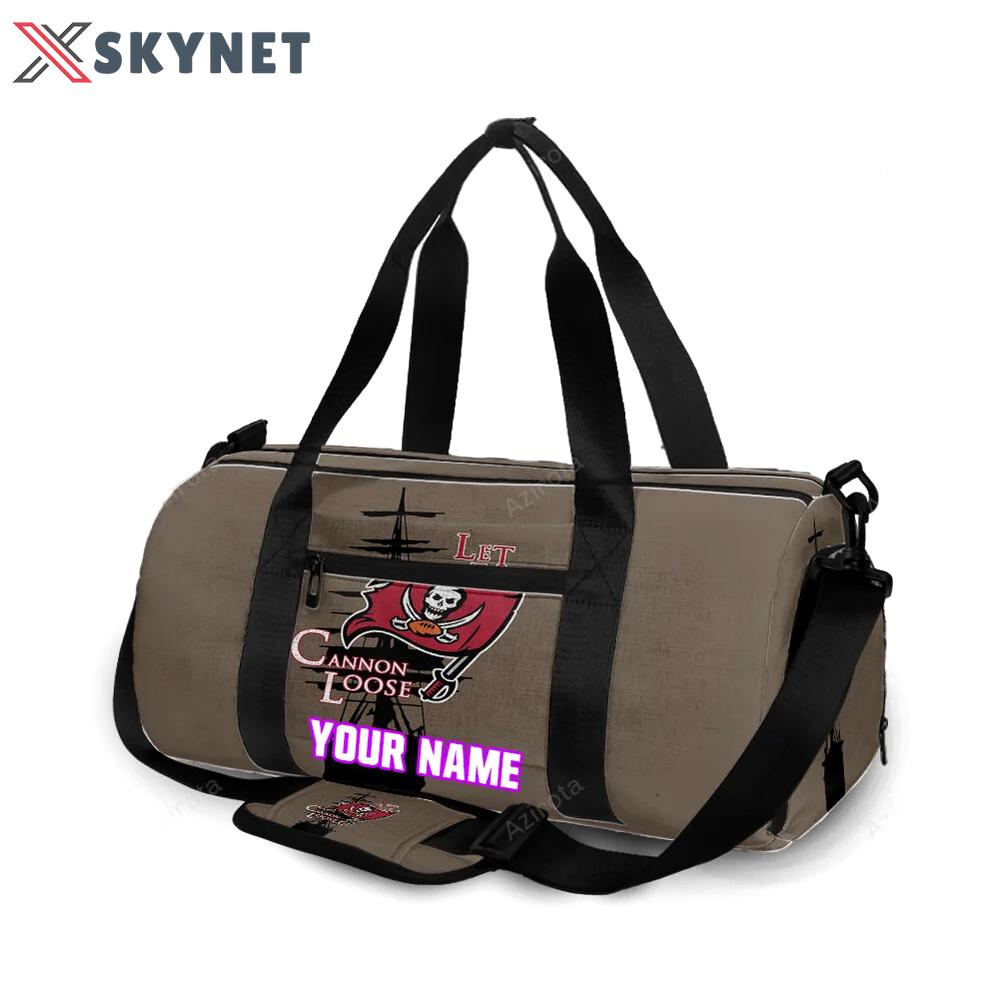 Tampa bay buccaneers let the cannon loose personalized name travel bag gym bag 2395 Travel Bag