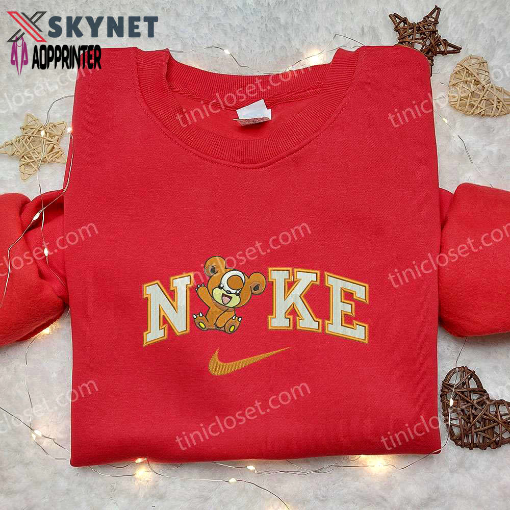 Teddiursa x nike embroidered sweatshirt – pokemon & nike inspired shirt Embroidered Shirt