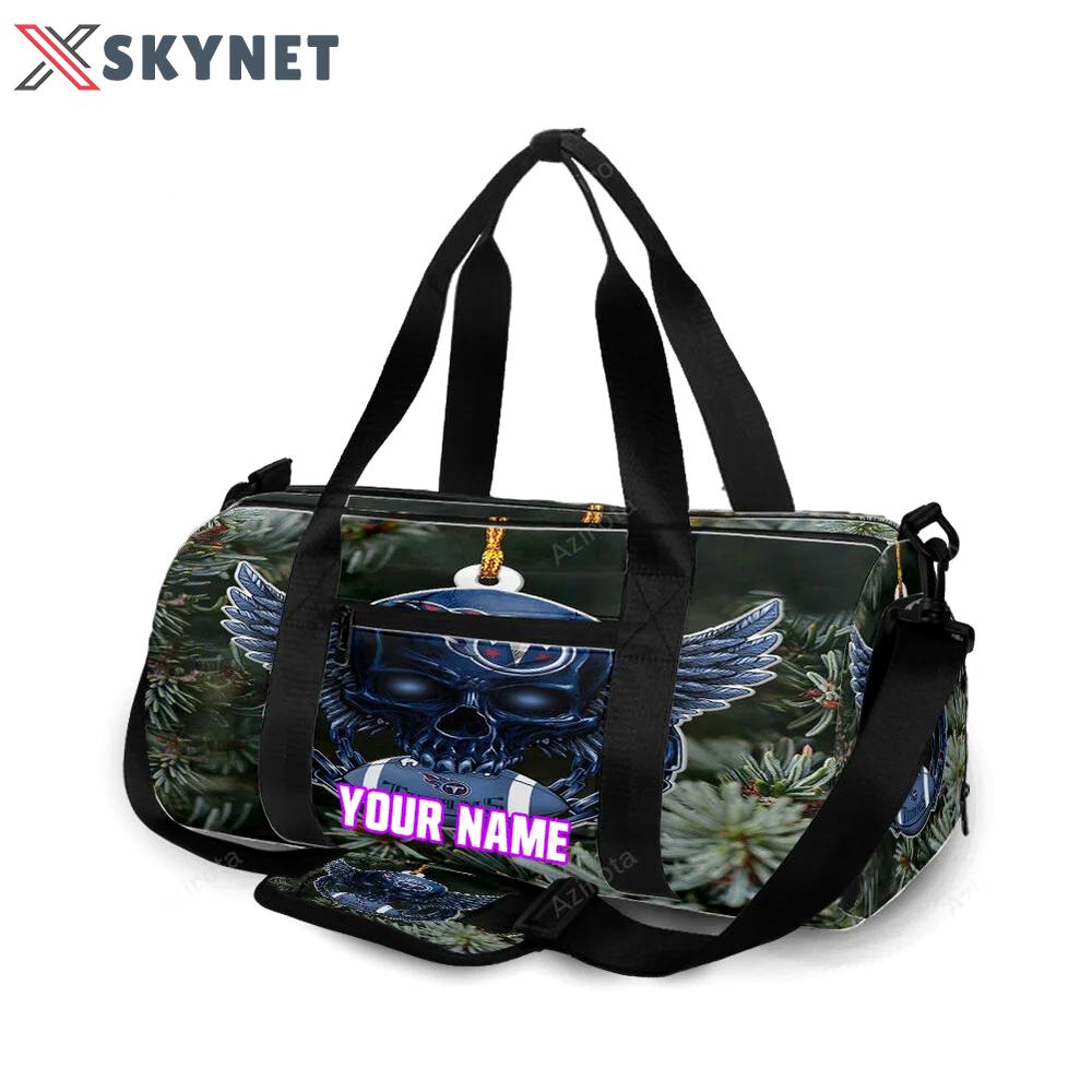 Tennessee titans skull v27 personalized name travel bag gym bag 2558 Travel Bag