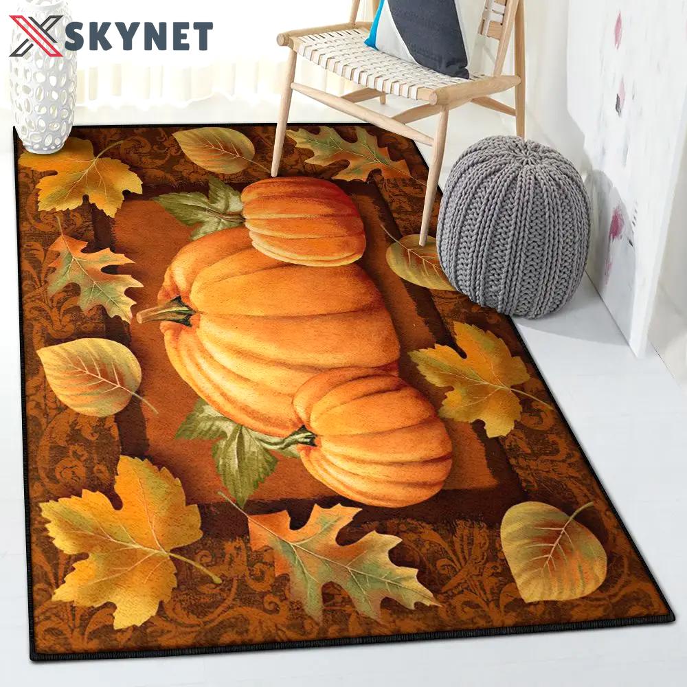 Thanksgiving pumpkin living room rugs, pumpkin rug Rectangle Rug