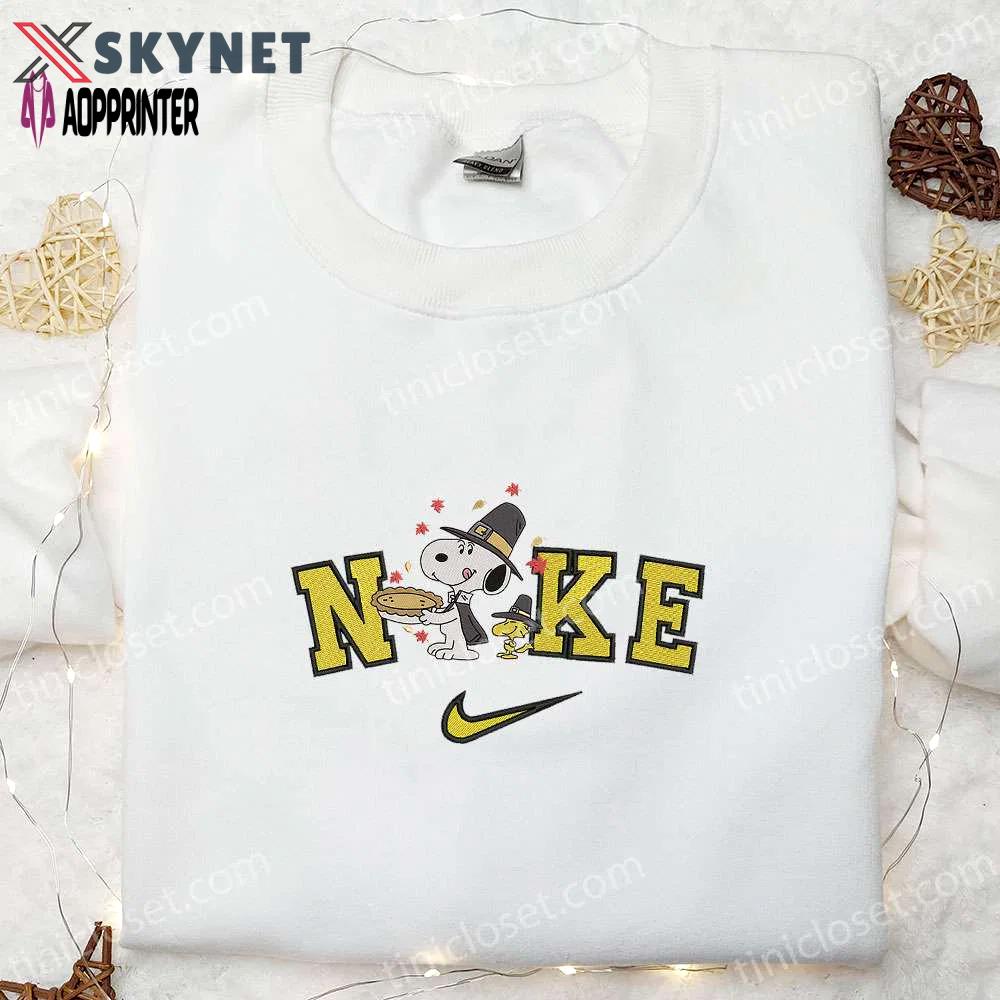 Thanksgiving snoopy nike shirt & hoodie: cute embroidered apparel Embroidered Shirt