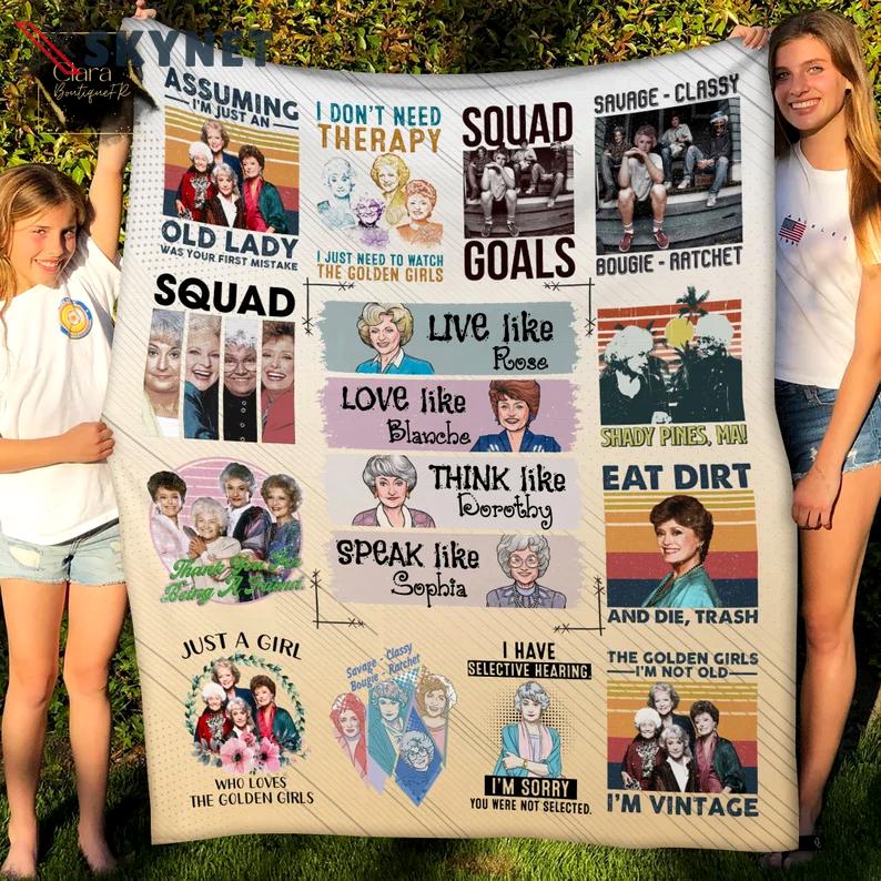 The golden girls full design fleece blanket, mink sherpa blanket, the golden girls blanket, golden girls fans gift, funny design quilt Quilt Blanket