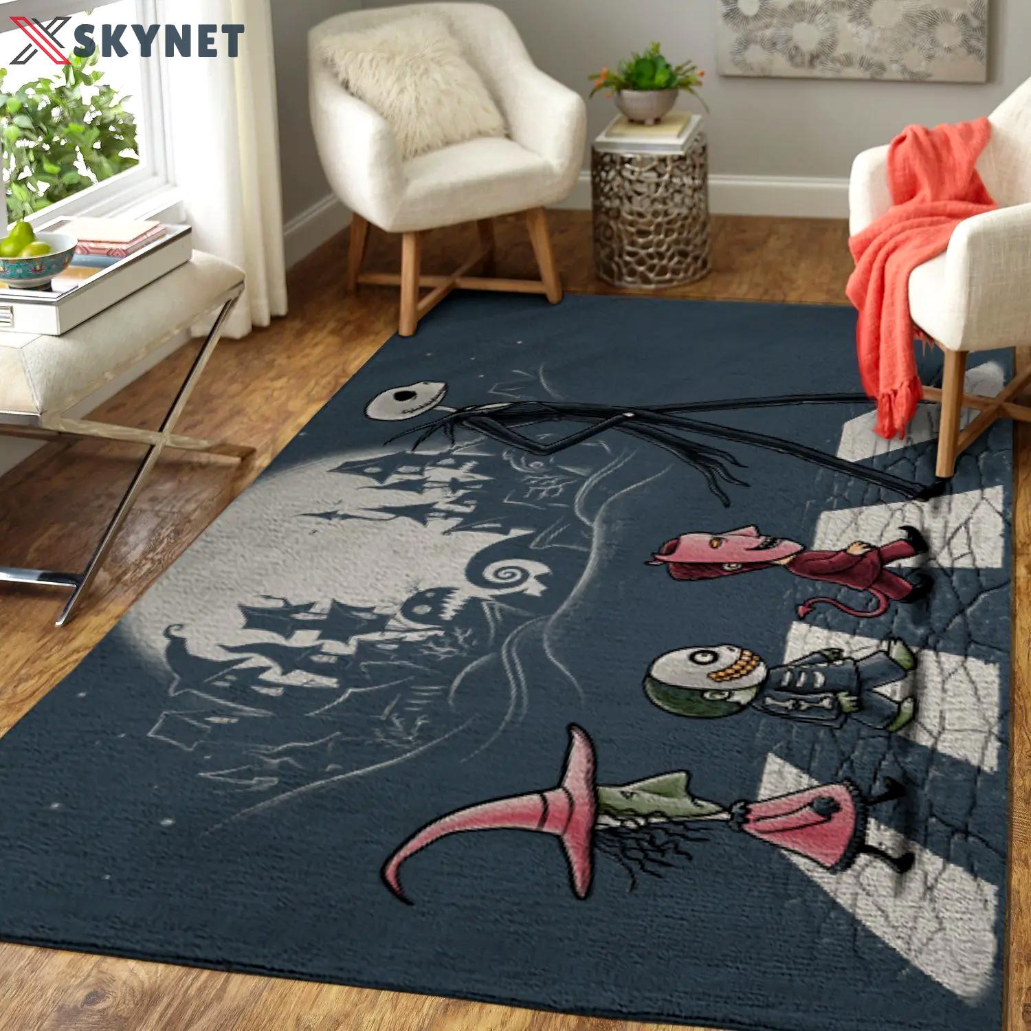The nightmare before christmas area rug lock shock barrel & jack skellington decor rug regtangle carpet floor decor home decor Rectangle Rug