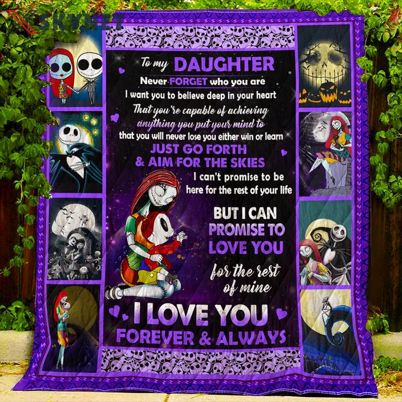To my daughter fleece blanket from mom, nightmare before christmas , sally and kids blanket, christmas gifts, birthday gifts for daughter Quilt Blanket