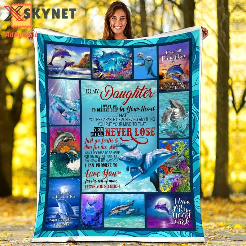To my daughter fleece blanket quilt dolphin fleece blanket quilt gift for daughter Quilt Blanket