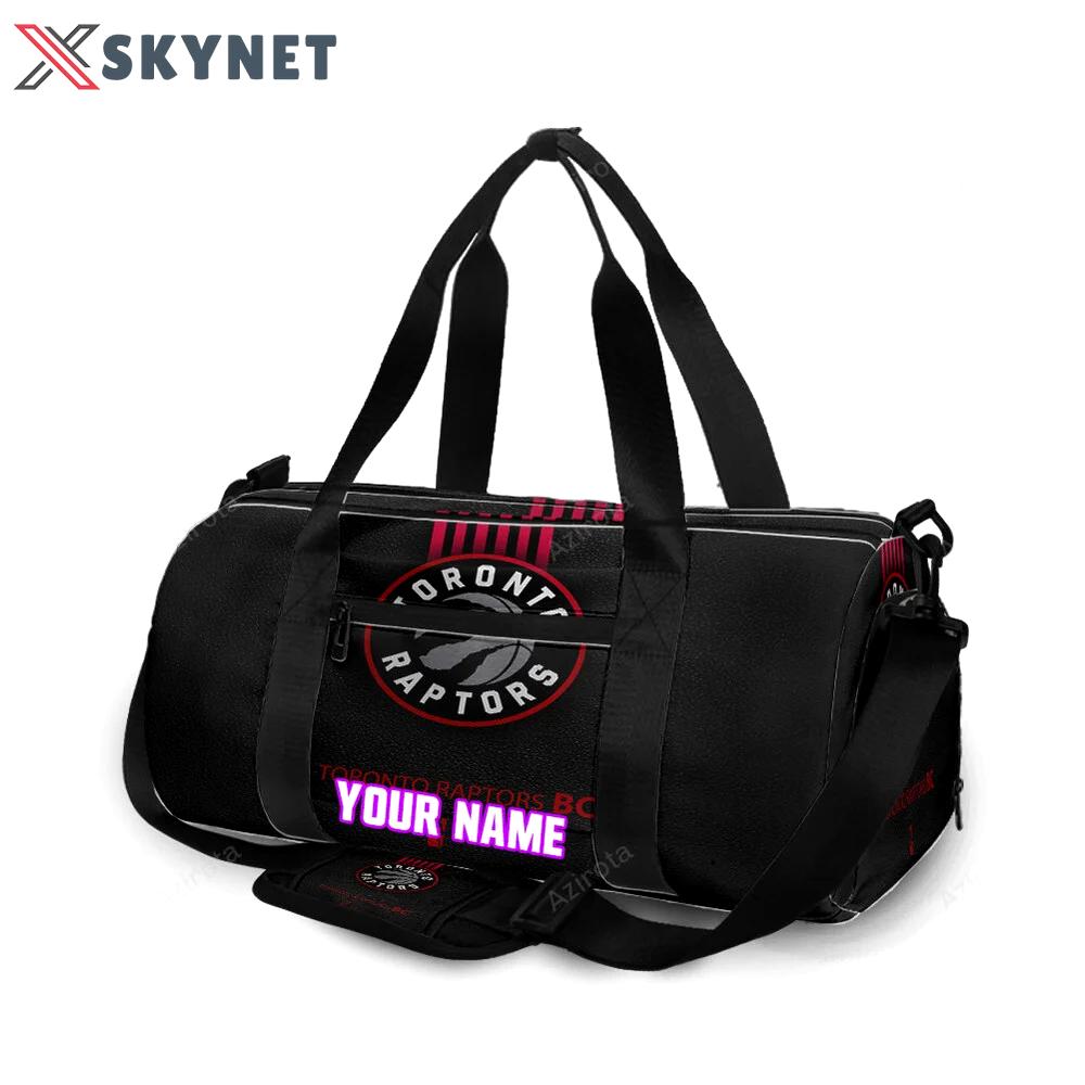 Toronto raptors red black leather personalized name travel bag gym bag 2426 Travel Bag