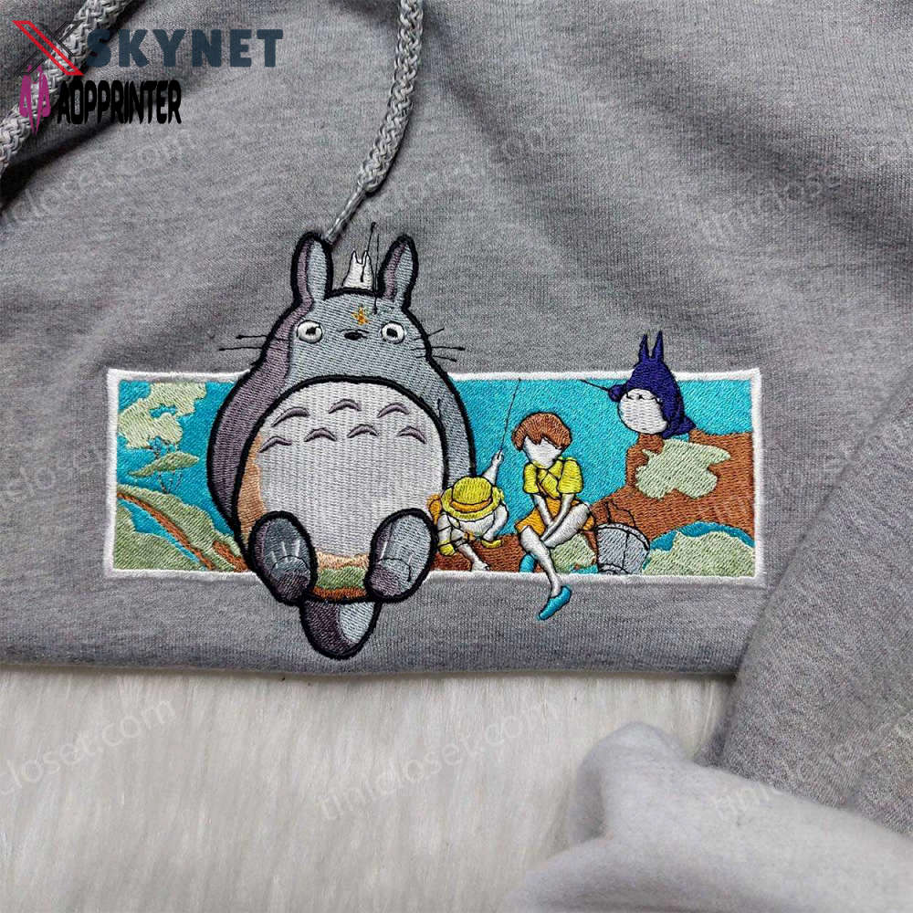 Totoro embroidered shirt neighbor hoodie & cute sweatshirts: adorable anime apparel Embroidered Shirt