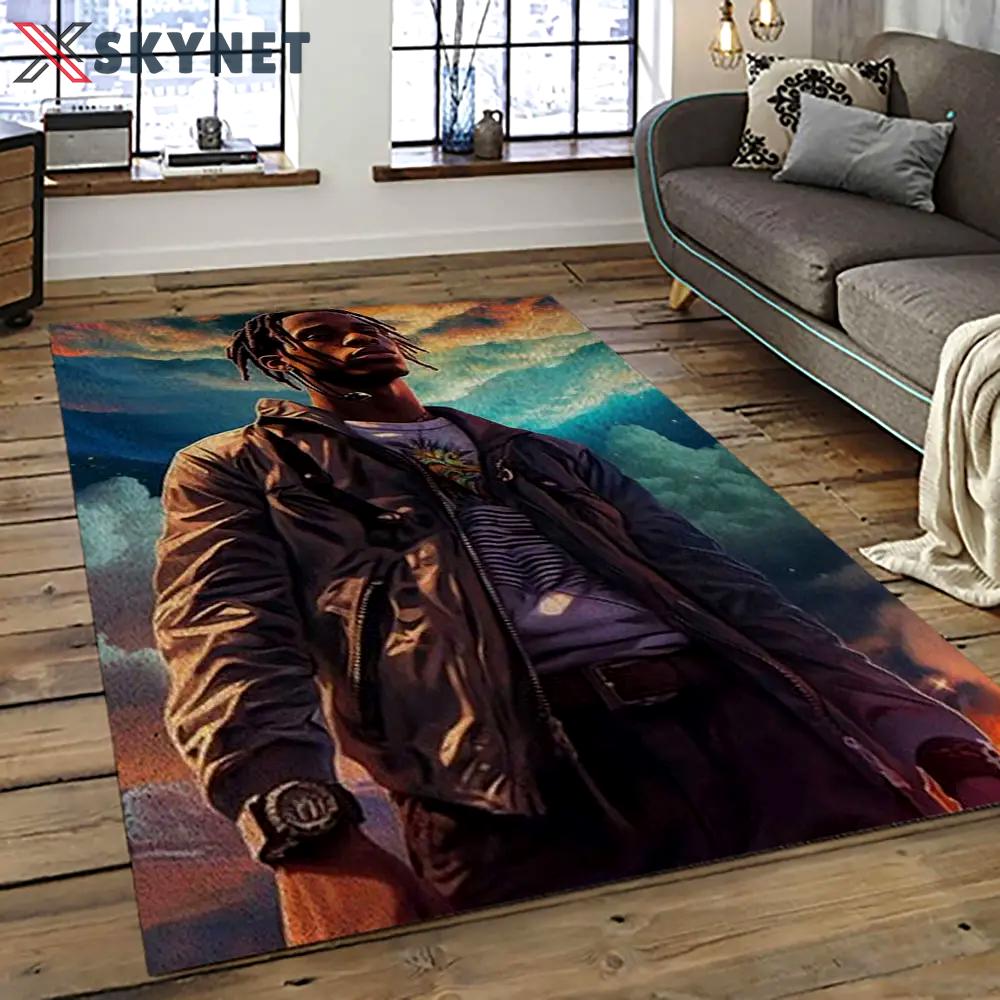 Travis scott rapper hiphop music retangle carpet area rug home decor best gift for fan and friends tst43 Rectangle Rug