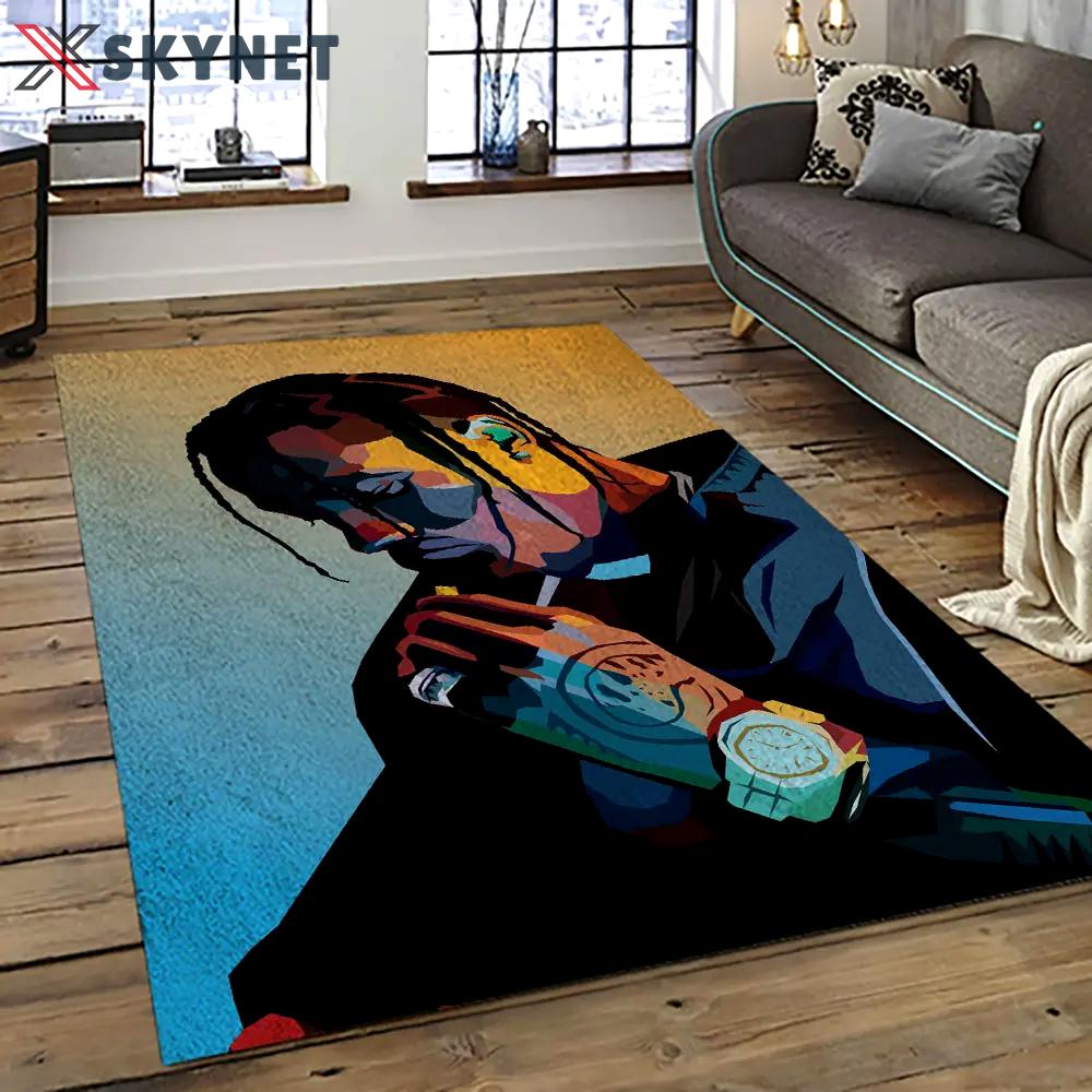 Travis scott rapper hiphop music retangle carpet area rug home decor best gift for fan and friends tst45 Rectangle Rug