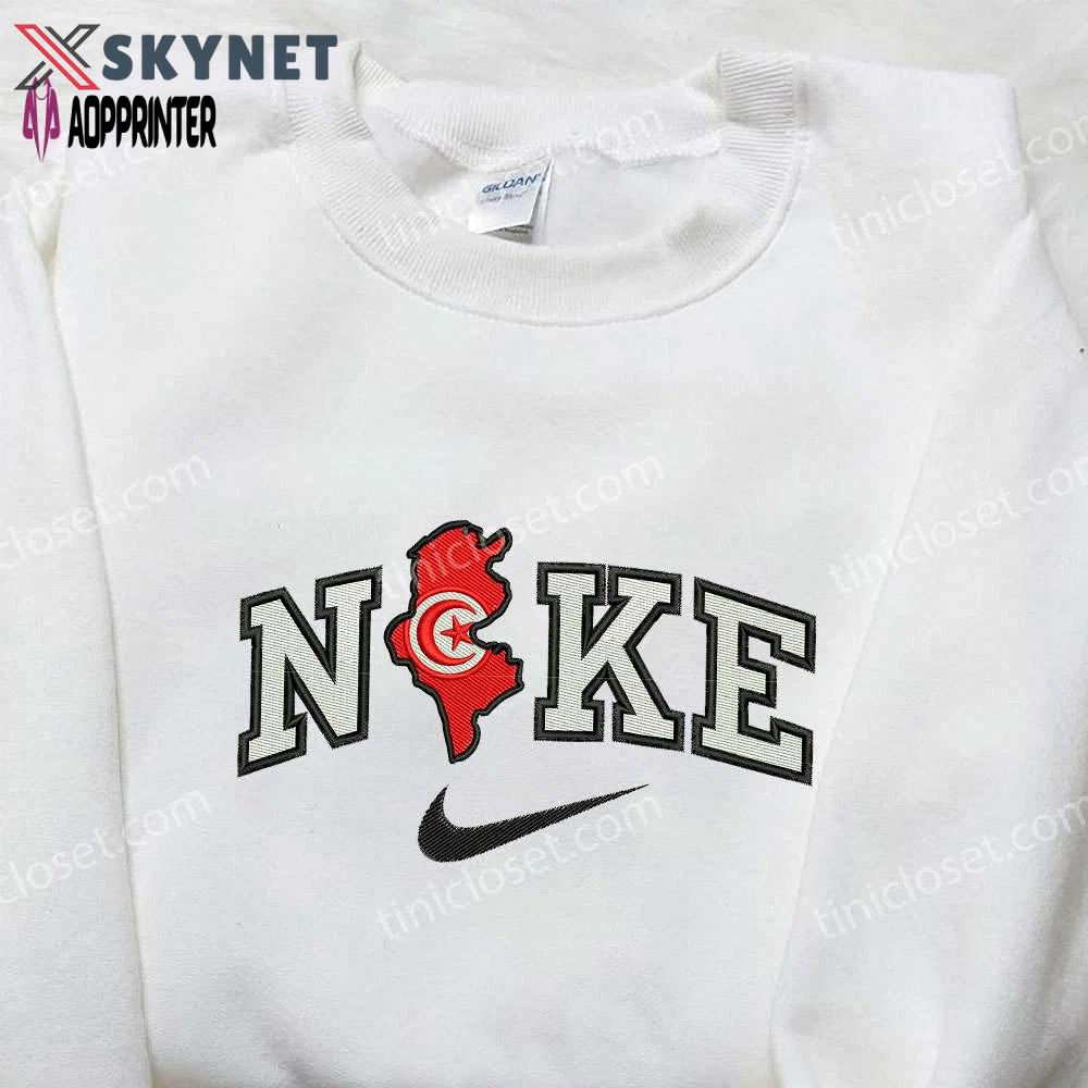 Tunisia x nike embroidered hoodie & shirt: perfect family gift nike-inspired design Embroidered Shirt