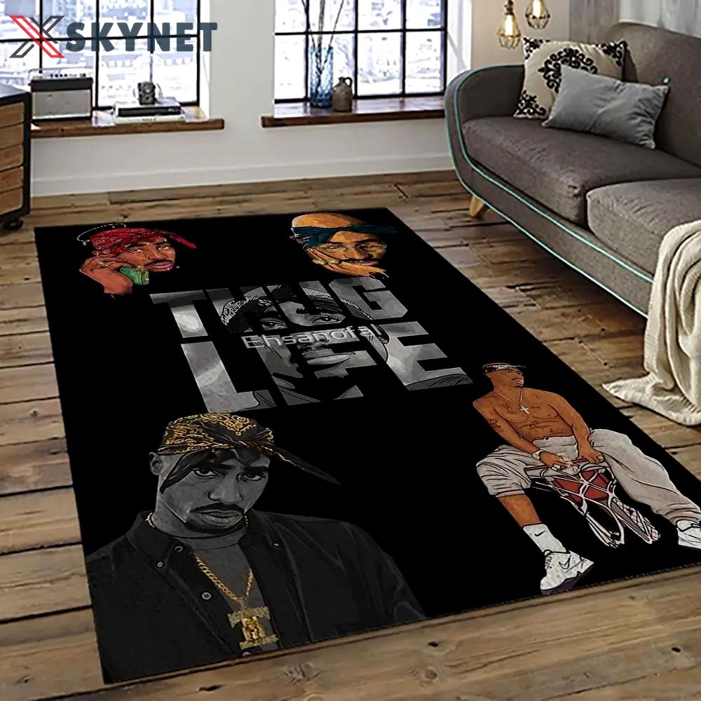Tupac shakur rapper hiphop music rap carpet area rug home decor gift for fans gift for friends ts20 Rectangle Rug
