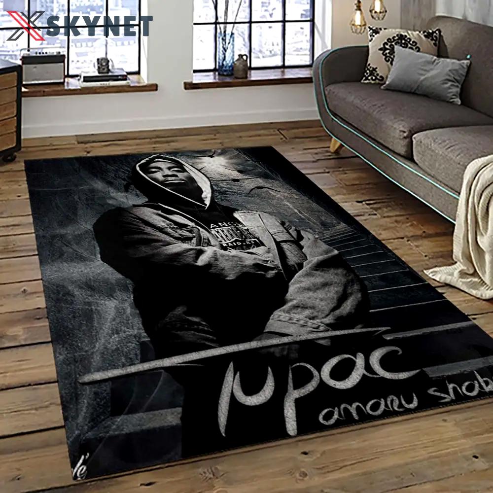 Tupac shakur rapper hiphop music rap carpet area rug home decor gift for fans gift for friends ts22 Rectangle Rug