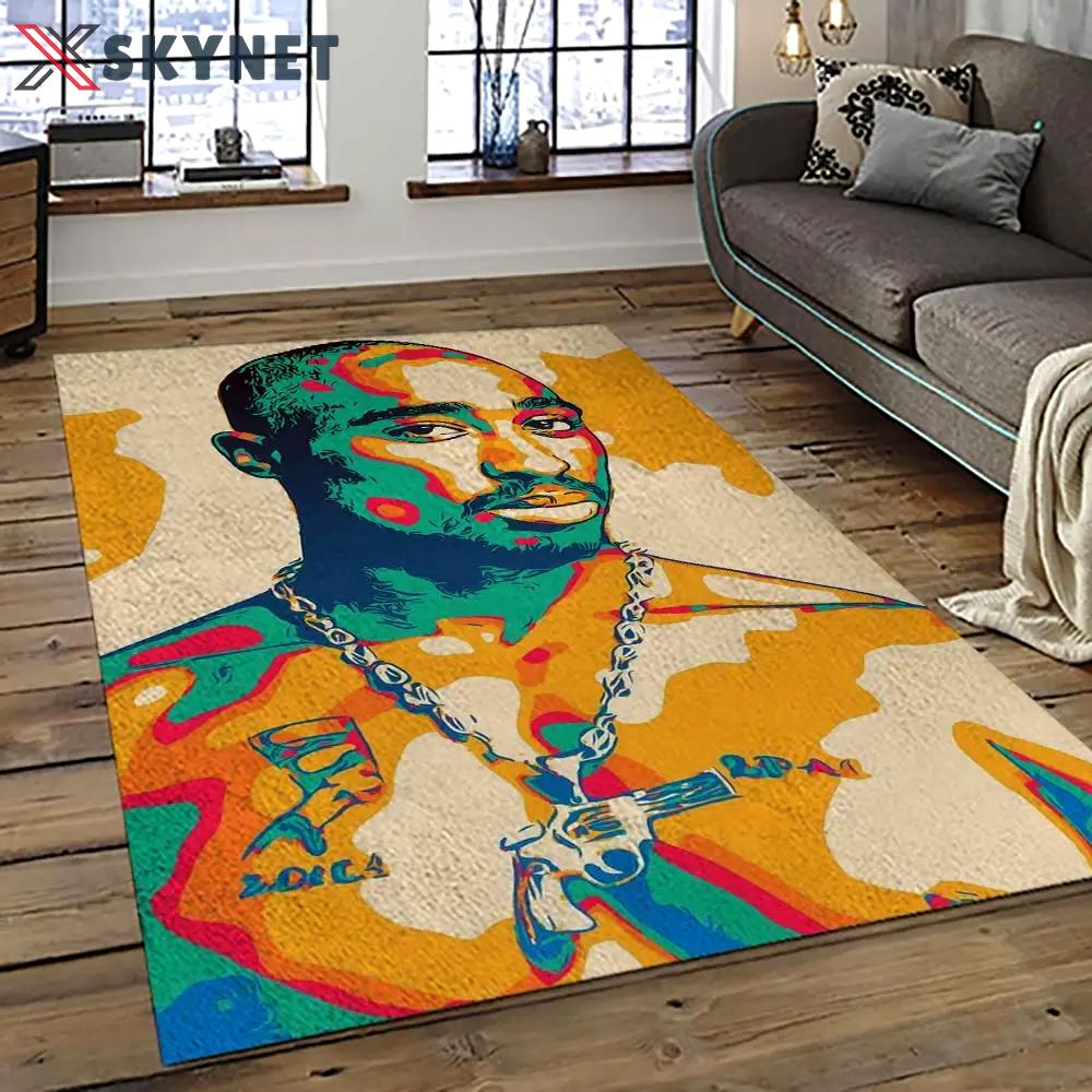 Tupac shakur rapper hiphop music rap carpet area rug home decor gift for fans gift for friends ts27 Rectangle Rug