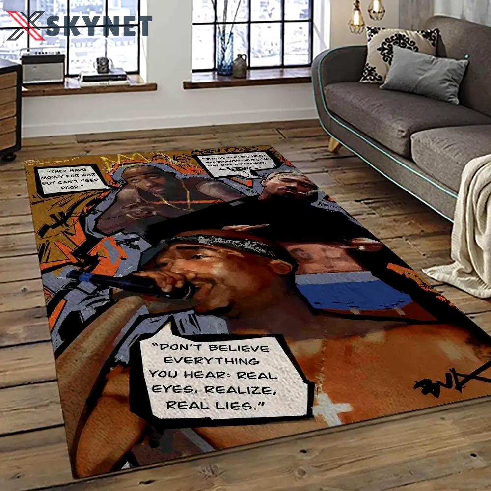 Tupac shakur rapper hiphop music rap carpet area rug home decor gift for fans gift for friends ts45 Rectangle Rug