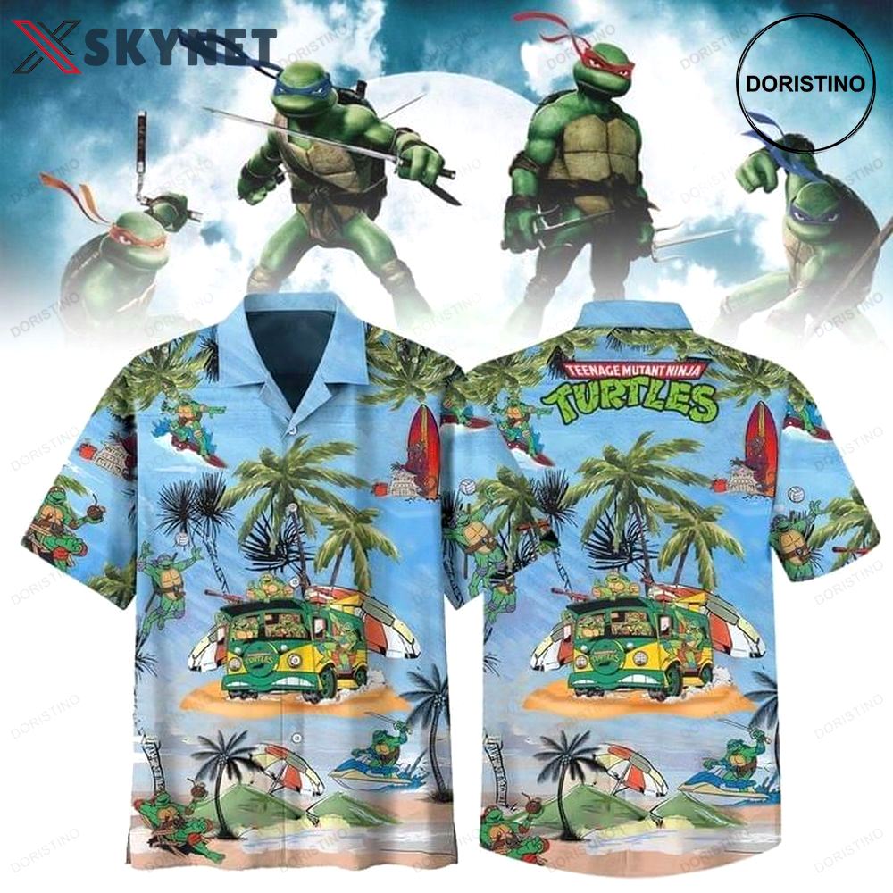Turtles teenage mutant ninja print hawaiian shirt Hawaii Shirt Shorts & Flip Flops