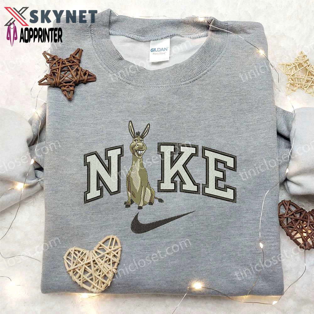 Unique donkey x nike & shrek embroidered shirts – customizable nike apparel Embroidered Shirt