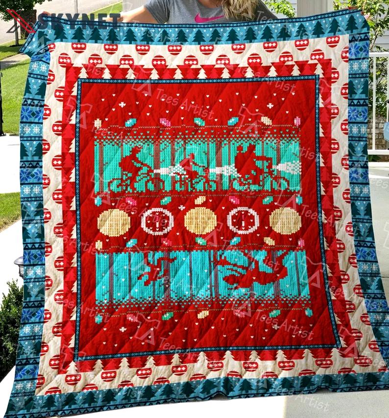 Upside down fleece blanket, stranger christmas fleece blanket, couch sofa blanket, birthday gifts Quilt Blanket
