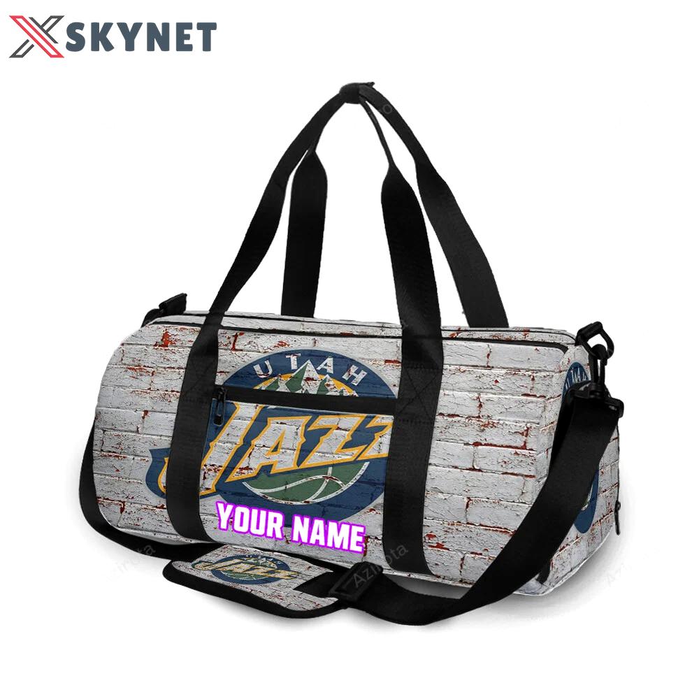 Utah jazz emblem v12 personalized name travel bag gym bag 2466 Travel Bag