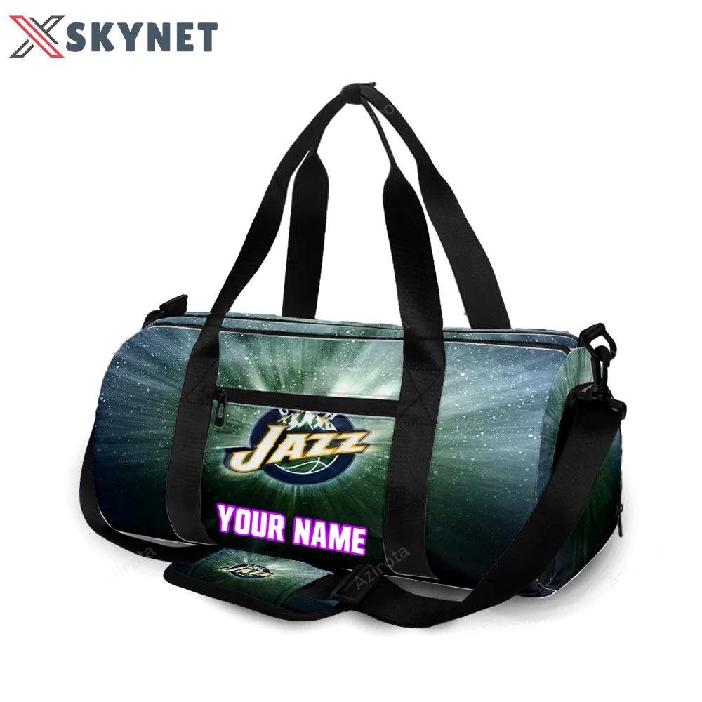 Utah jazz emblem v46 personalized name travel bag gym bag 2507 Travel Bag