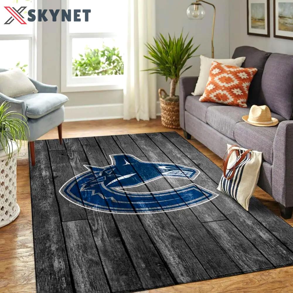 Vancouver canucks nhl grey area rugs wooden style living room regtangle carpet Rectangle Rug